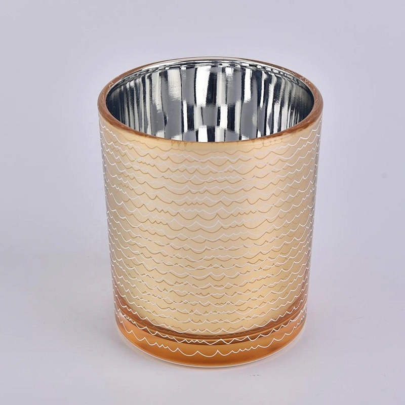Home decoration wholesales luxury gold glass candle jar