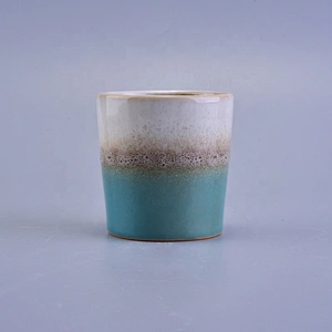 Wholesales christmas custom ceramic blue and white candle holder