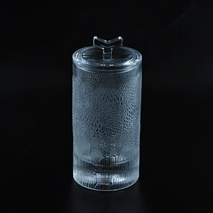 Wholesales crystal custom cylinder glass candle holders with lids