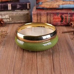 Factory price color 3 wick large ceramic candle holders