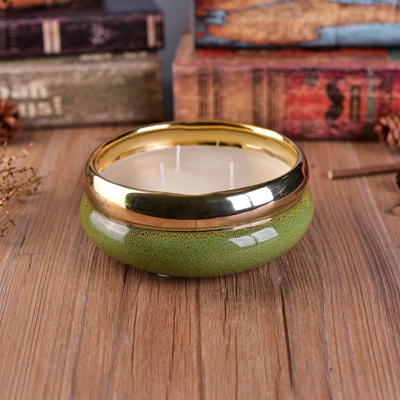 Factory price color 3 wick large ceramic candle holders