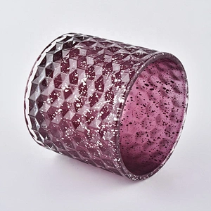 Customized cylinder luxury purple glass jars for candle making with lid