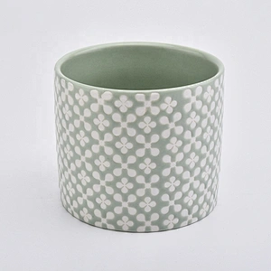 Light Green Glaze Ceramic Candle Container