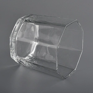 Home decoration scented hexagon scented wax glass candle jars 8oz 10oz