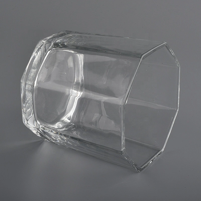 Home decoration scented hexagon scented wax glass candle jars 8oz 10oz