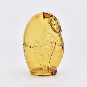 Owl shape glass candle jar custom home decoration