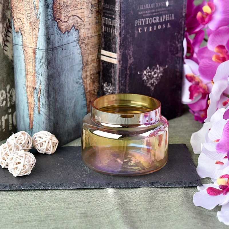 Golden  glass candle containers for home decoration