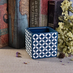 Blue square ceramic candle tin for candle making