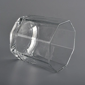 6oz 8oz custom clear hexagon tealight glass candle holder