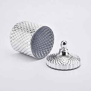 Silver Electroplated Glass Candle Jar With Lids