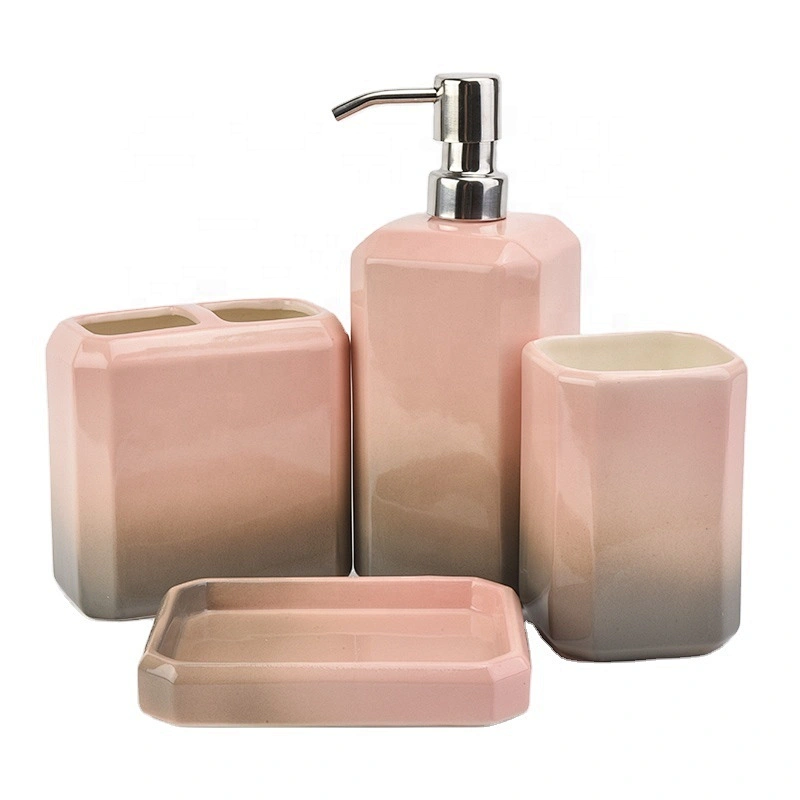 square shape ceramic Bathroom Accessories Set