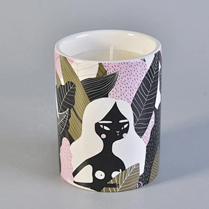 Modern cylinder outdoor porcelain candle ceramic holders 10oz 20oz