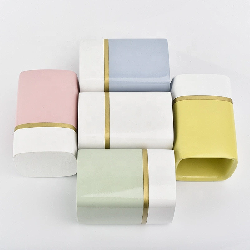 Wholesales white square candle holder ceramic for wedding
