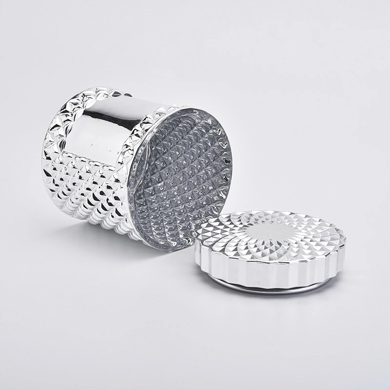 Luxury Silver Electroplating Candle Jar Glass For Wedding