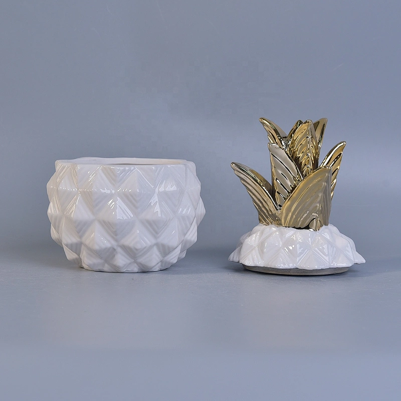 Sunny Wholesales white custom candle ceramic holder with golden lids