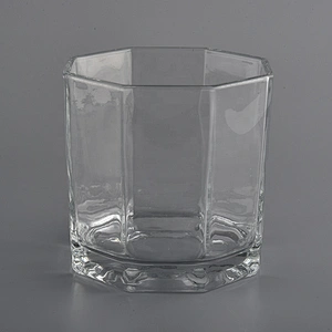 6oz 8oz custom clear hexagon tealight glass candle holder