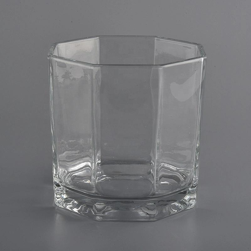 6oz 8oz custom clear hexagon tealight glass candle holder