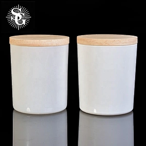 Sunny design black glass candle jar for making with wood lid