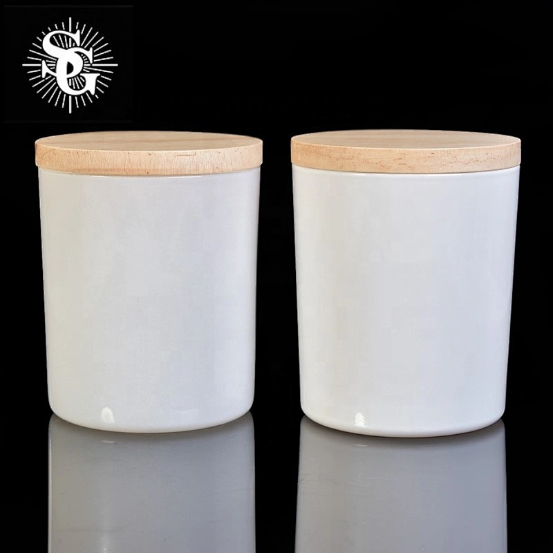 Sunny design black glass candle jar for making with wood lid