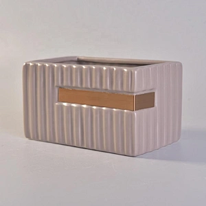 Wholesales antique square brown candle jar ceramic 8oz 10oz 12oz