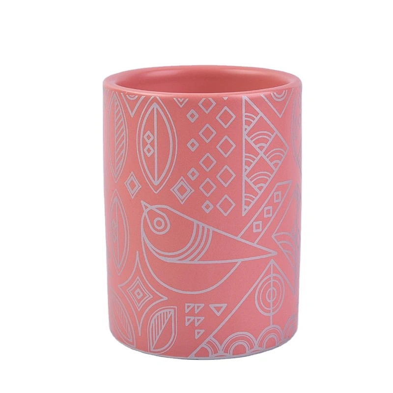 10oz 20oz Wholesales custom pink luxury ceramic candle jar vessels