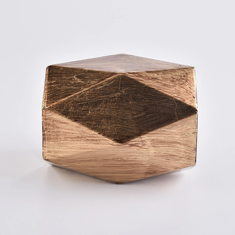 Custom Gold Hexagon Glass Candle Holders