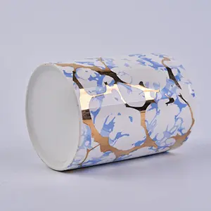 Gold And Marble Pattern Ceramic Candle Vessel Wholesale