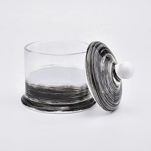 Handmade Decorative round Glass Candle jar with lid wholesales
