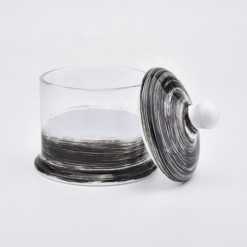 Handmade Decorative round Glass Candle jar with lid wholesales