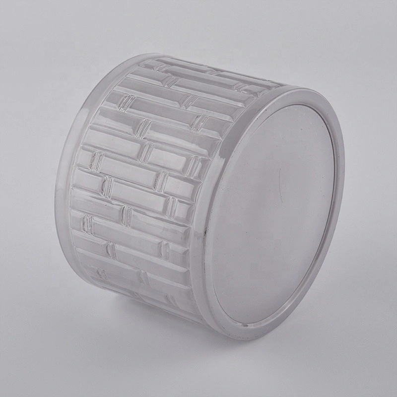 luxury 14oz embossed glass candle jar