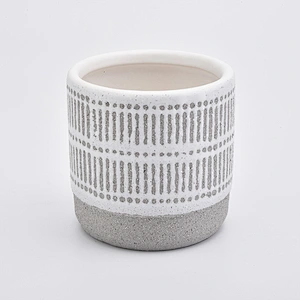 16oz Gray Sand Effect Ceramic Candle Holders Candle Jars for Home Decor
