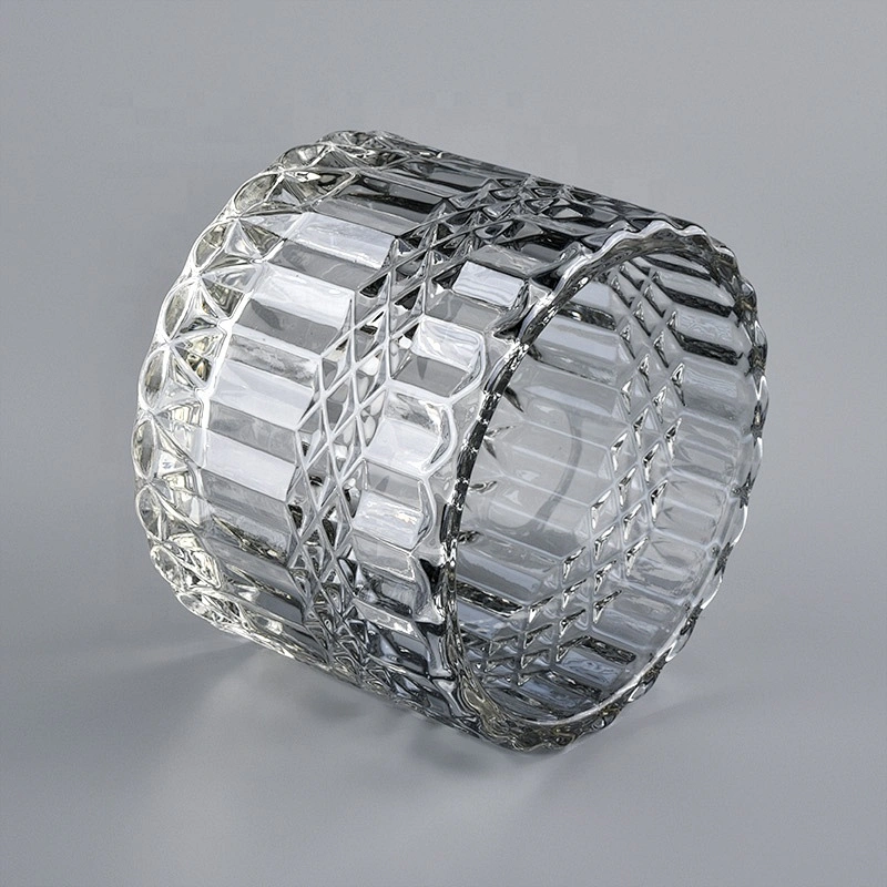 10oz large Supplier decorative glass candle vessel with lid