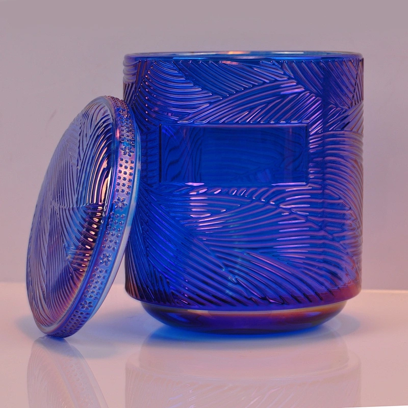 10oz 20oz Luxury custom gold lotus candle glass holder with lid