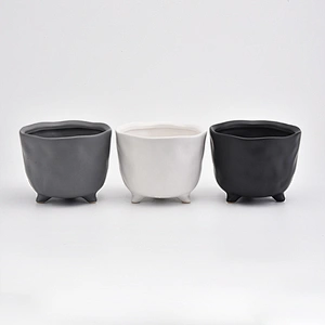 grey color luxury candle jar ceramic with legs