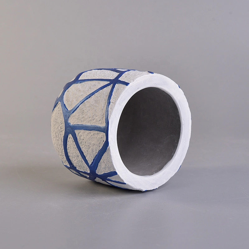 Wholesales decorative blue empty cement candle container 8oz 10oz