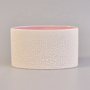 White And Pink Ceramic Candle Container Wholesale
