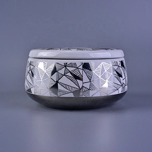 Sunny good price silver custom scented ceramic candle holder with lid