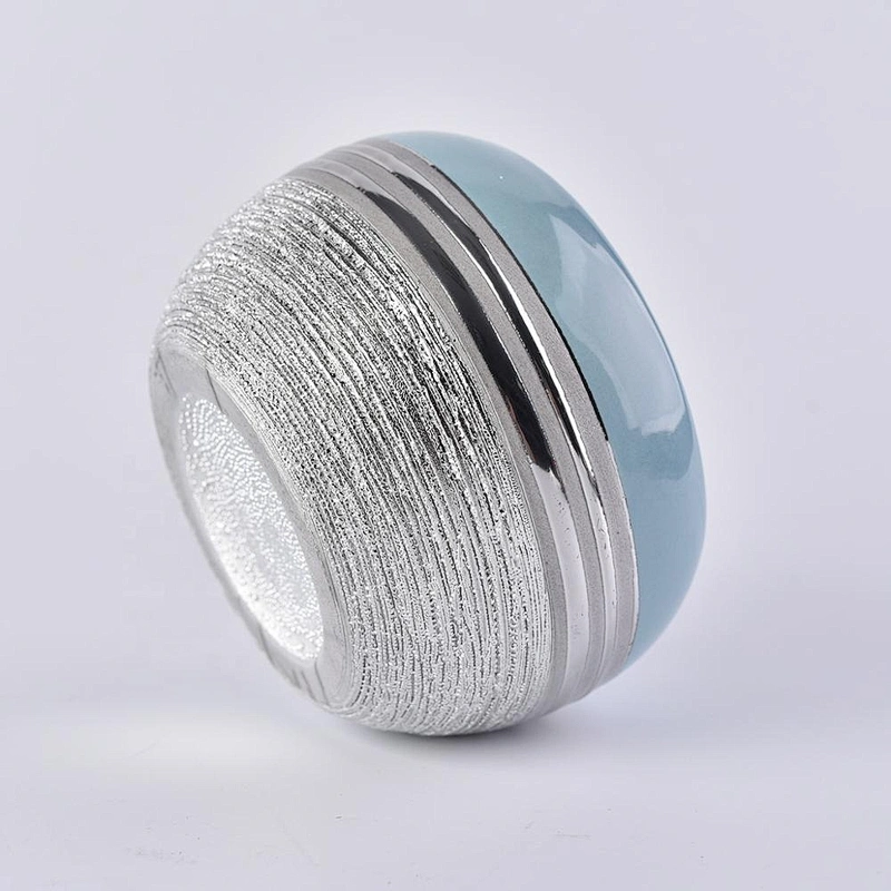 Wholesales round silver ceramic candle holder 10oz 12oz