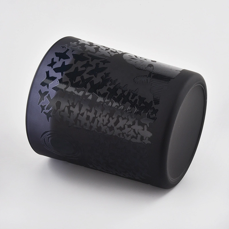 Sunny custom matte decorative black glass candle tumblers