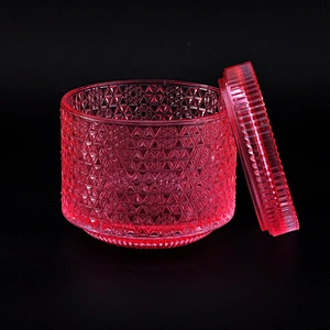 Wholesales luxury colorful tealight candle glass holders with lids 10oz 20oz