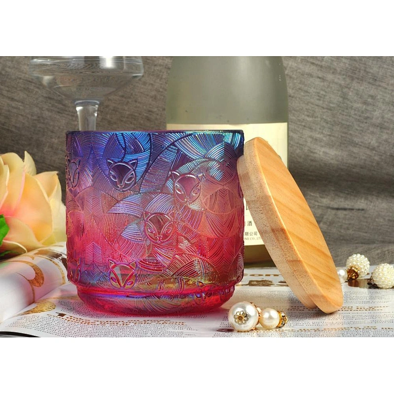 Sunny new design tealight scented glass candle holder with wood lid