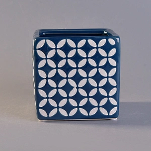 Blue square ceramic candle tin for candle making