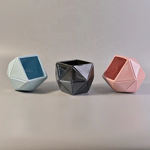 Wholesales wedding table Custom Hexagon scented glass candle holder
