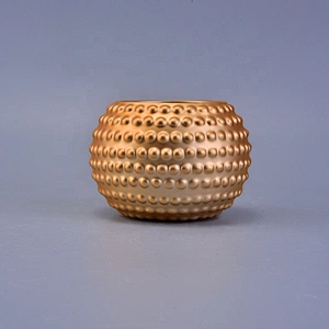 Luxury round plating bulk tealight ceramic candle holders