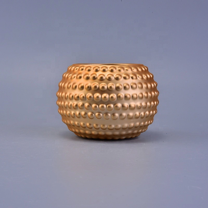 Luxury round plating bulk tealight ceramic candle holders