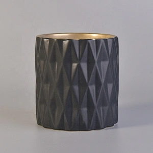 Luxury matte black ceramic candle container 600ml