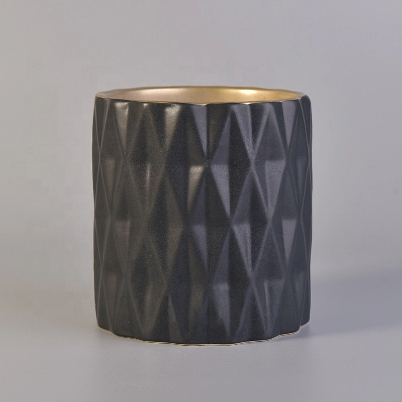 Luxury matte black ceramic candle container 600ml