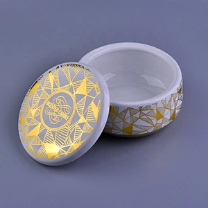 6oz 8oz 10oz Luxury foiling empty scented candle ceramic jar with lid