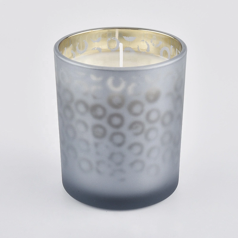 Wholesales custom decorative grey tealight glass candle holder containers