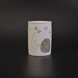Cylinder hollow votive ceramic candle lantern